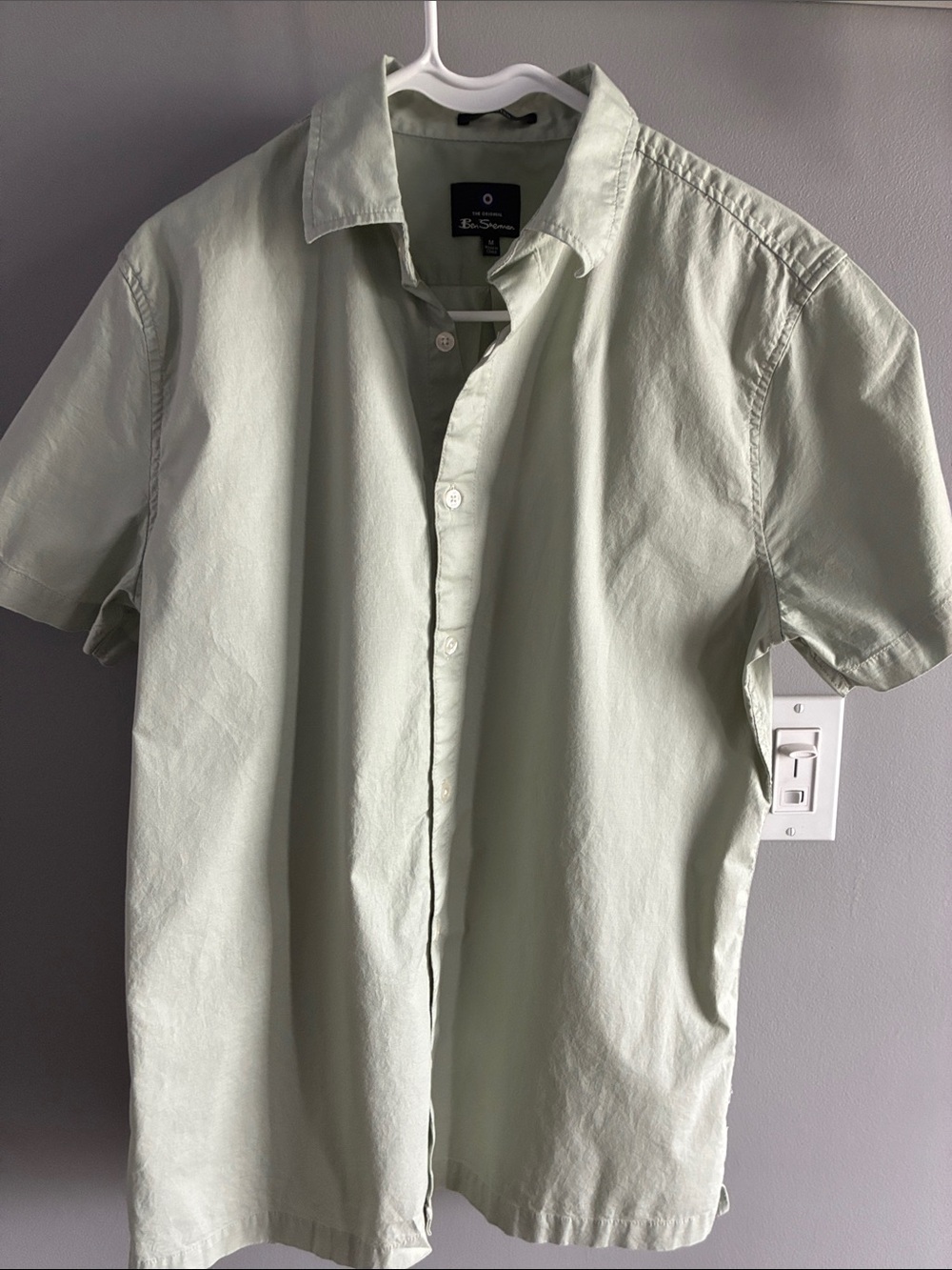 Ben Sherman Short-Sleeve Button-Down Shirt in Pale Sage